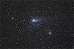 Moving gif image showing Comet Giacobini-Zinner passing in front of M35 on the morning of Saturday September 15, 2018